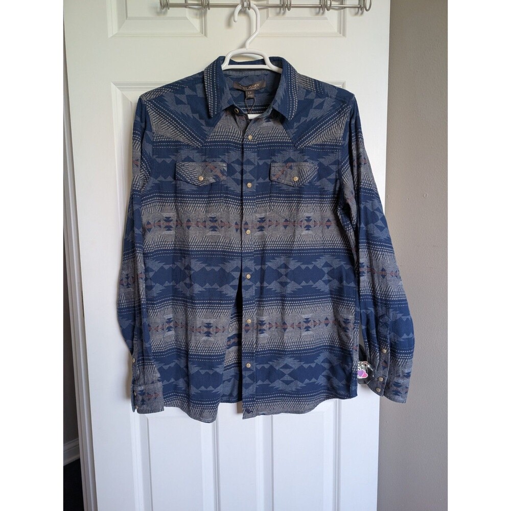 New Cody James Sz LT Pearl Snap Southwestern Flannel Shirt Aztec Cowboy Rodeo